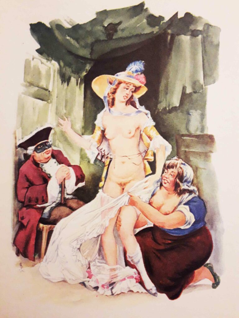 Illustration érotique de Dalvimare pour La Paysanne pervertie, Rétif de la Bretonne, éditions Kellinckx