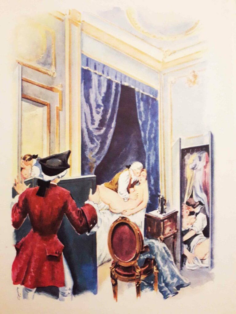 Illustration érotique de Sebregts pour La Paysanne pervertie, Rétif de la Bretonne, éditions Kellinckx