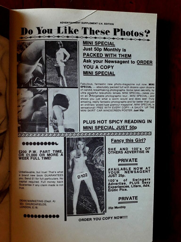 Publicité dans la revue pour hommes Private pour des photos pornographiques