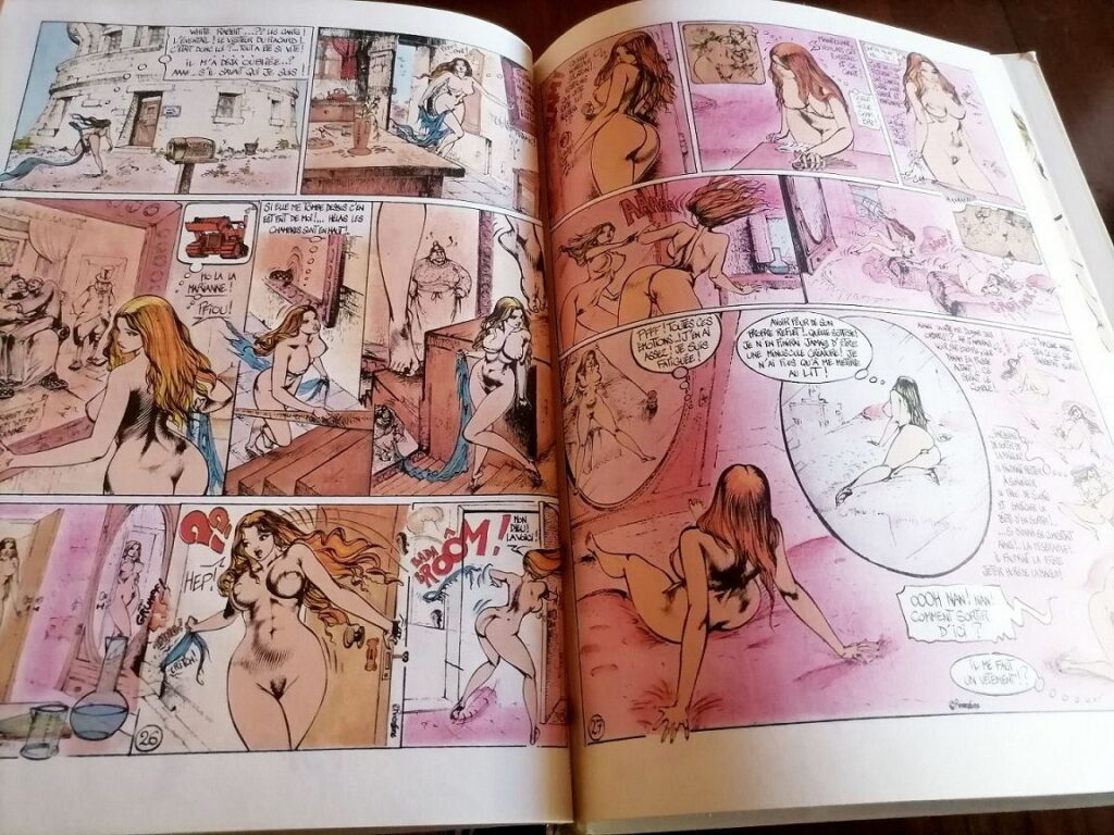 Planche de la bande dessinée érotique Alice, par Riverstone et Mandryka, éditions Dargaud