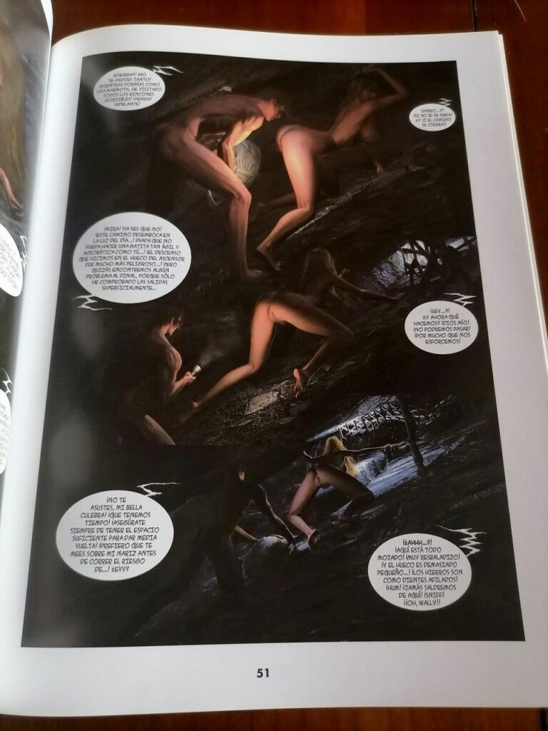 Planche de la BD érotique espagnole Evy (Ruines) par Riverstone, édition espagnole La Cupula