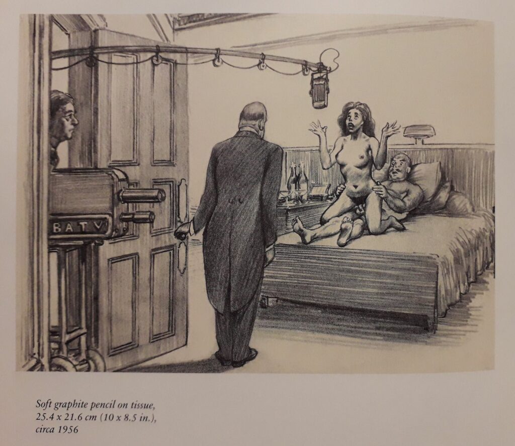 Dessin d'une scène de sexe filmée, par Tom Poulton