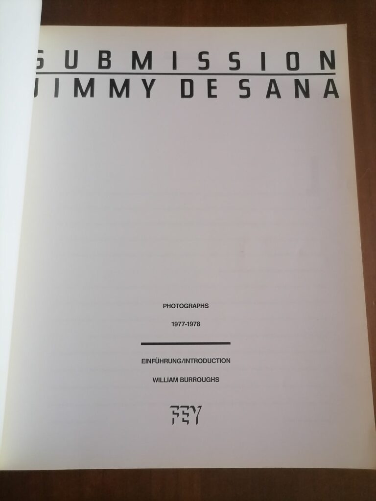 Page de titre du livre de photos Submission, Jimmy de Sana, éditions Fey