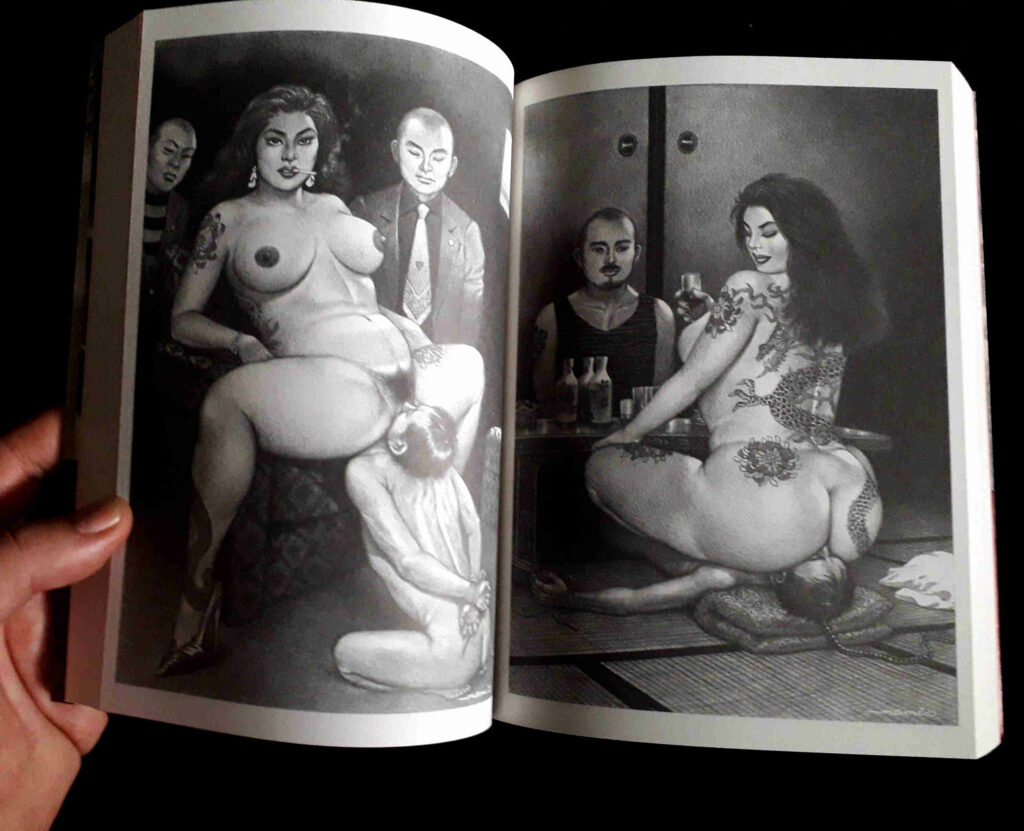 Hommes dominés par des femmes japonaises tatouées : dessin BDSM de Namio Harukawa