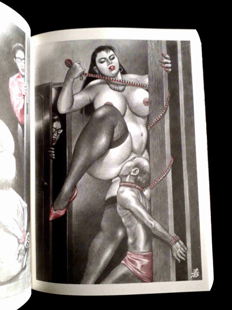 Dessin BDSM du dessinateur japonais Namio Harukawa : homme enchainé