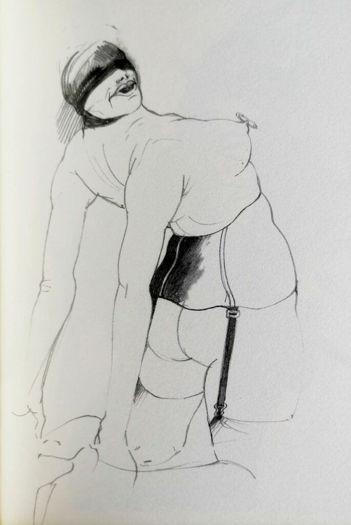 Dessin BDSM d'une prostituée soumise allemande par Tomi Ungerer dans Herbertstrasse Hamburg