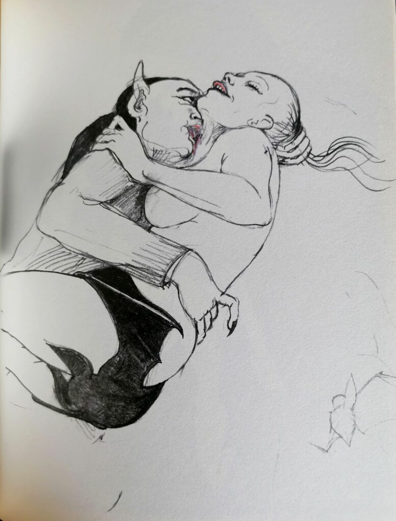 Dessin érotique le baiser de la mort par Tomi Ungerer dans Last Rites