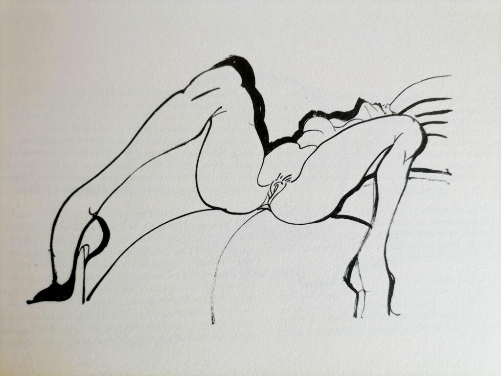 Dessin érotique femme aux jambes écartées par Tomi Ungerer