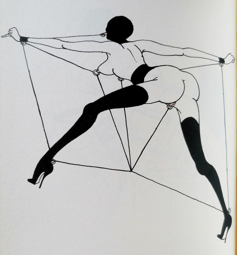 Dessin BDSM de femme attachée par Tomi Ungerer dans Fornicon