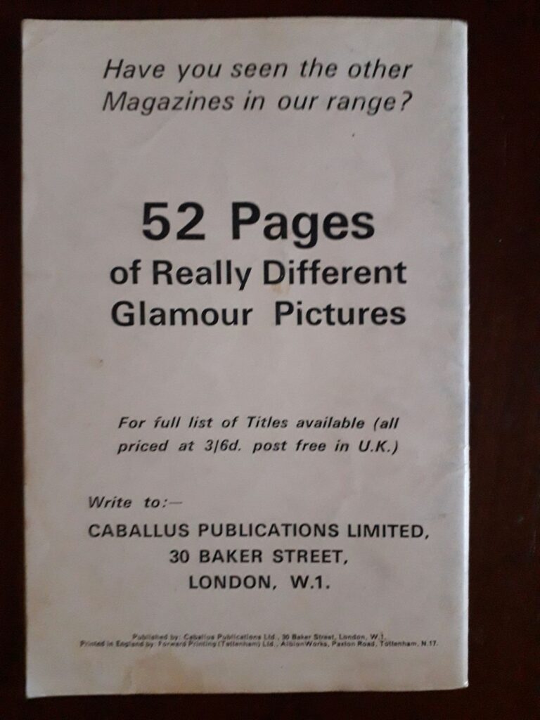 Publicité pour Caballus Publications en quatrième de couverture de la revue érotique Zip