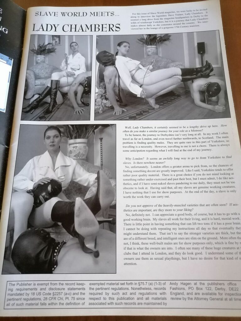 Revue SM/fetish domina nation numéro 4. Lady Chambers en bootes utilise un homme. 