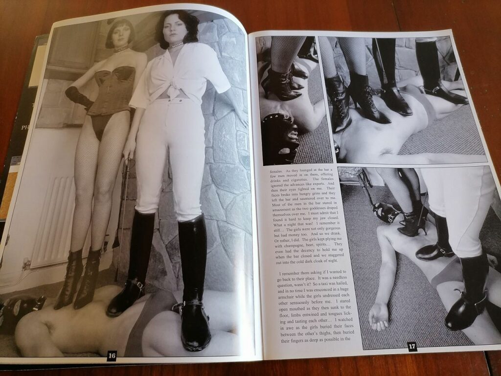 Revue SM/fetish domina nation numéro 4. Devoted to the dominant female. Femdom et soumission masculine, homme piétiné