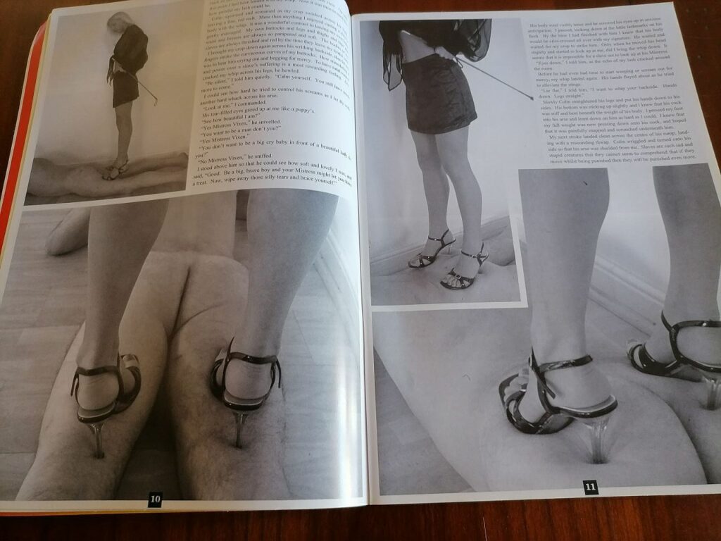 Revue SM/fetish domina nation numéro 7. Devoted to the dominant female. Femmes en talons qui piétine un homme soumis