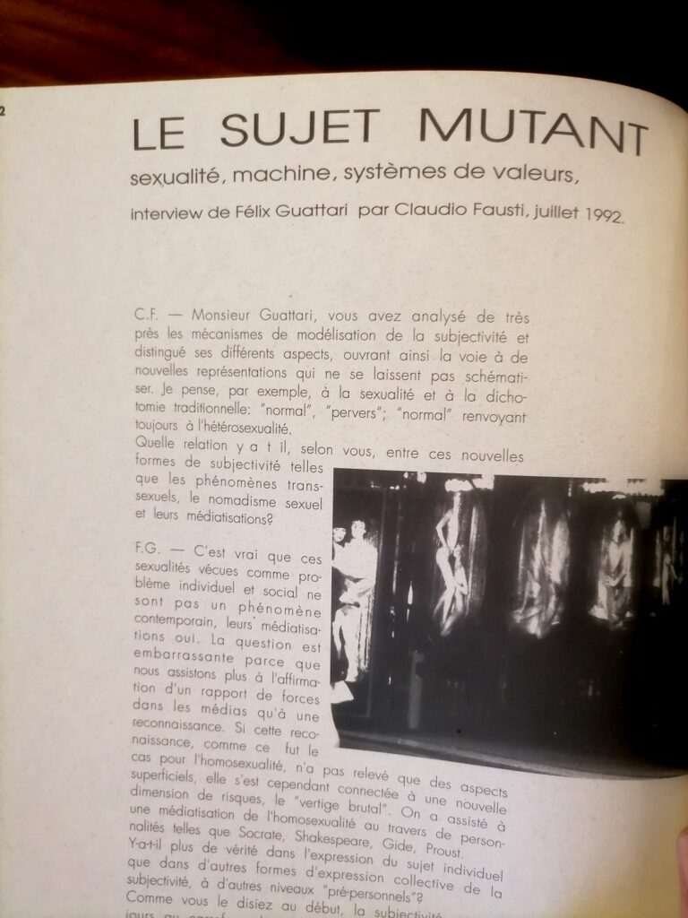 Interview de Félix Guattari par Claudia Fausti dans la revue Le Sourire vertical, Jean-Pierre Faur éditeur