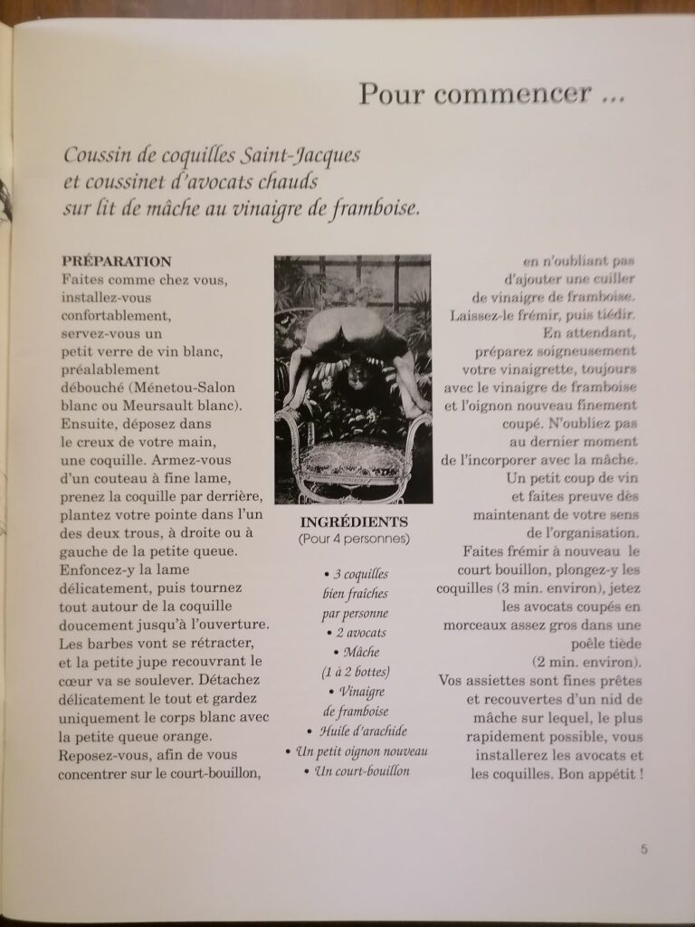 Recette de cuisine dans la revue érotique Le Sourire vertical, Jean-Pierre Faur éditeur