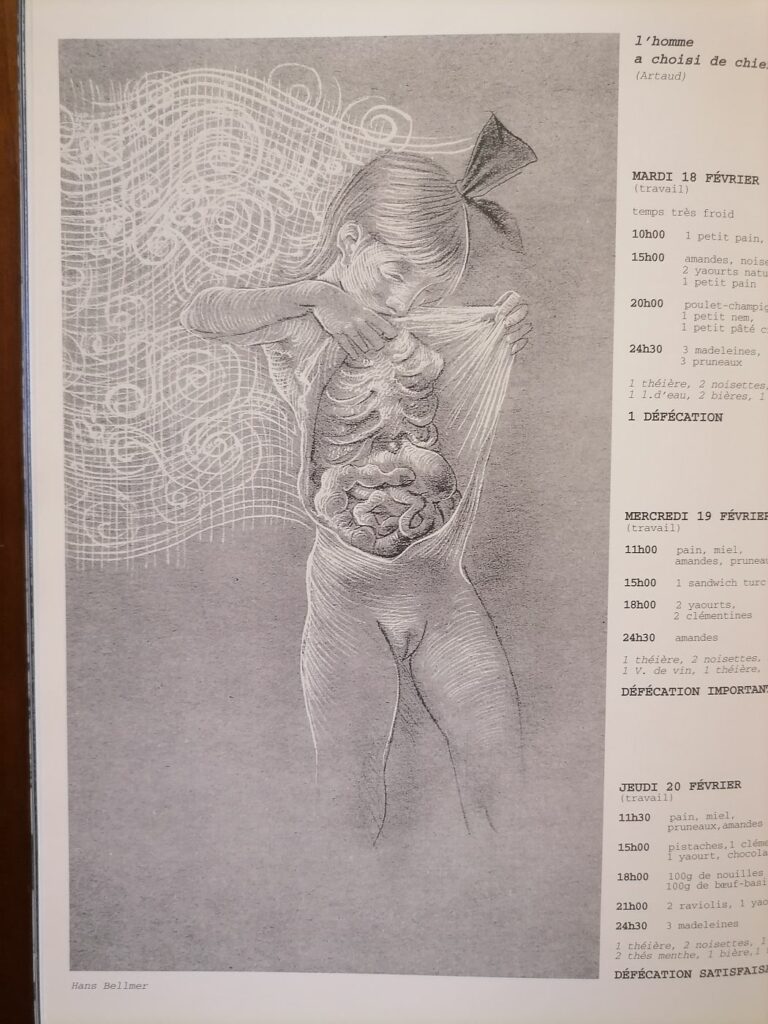 Dessin de Hans Bellmer dans la revue Le Sourire vertical, Jean-Pierre Faur éditeur