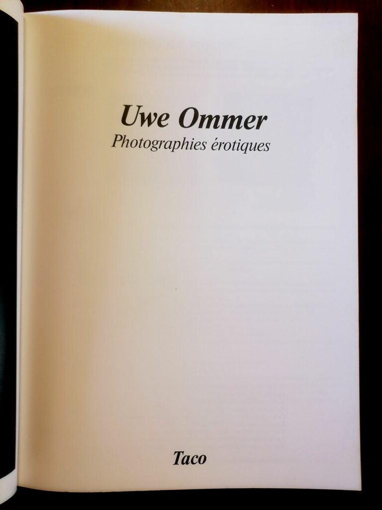Page de titre du livre Photographies érotiques de Uwe Ommer, éditions Taco, 1988
