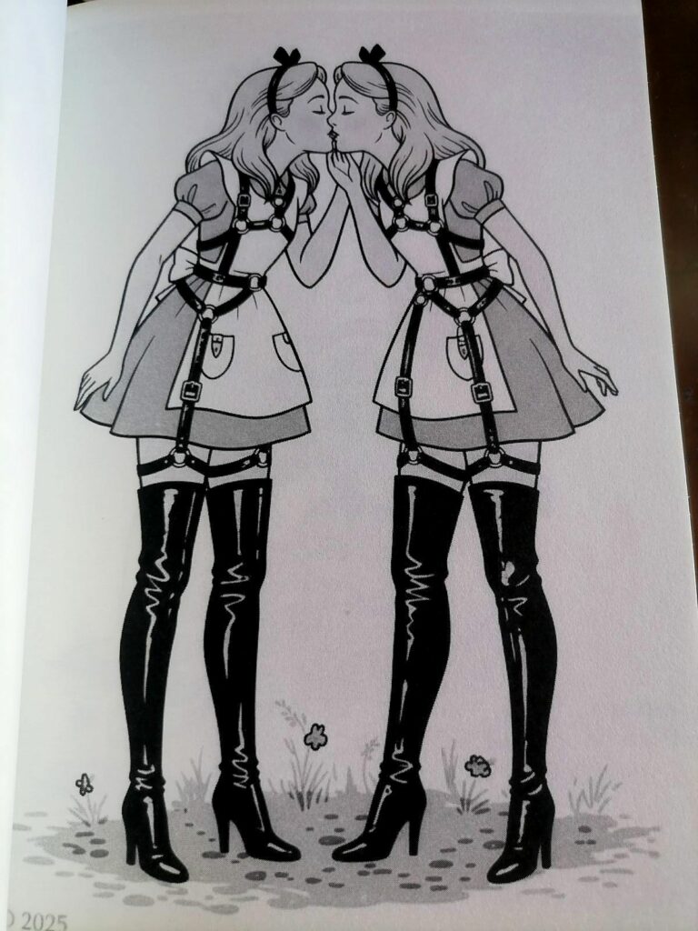 Dessin érotique et fétichiste de Hector Domiane autour d'Alice au pays des Merveilles