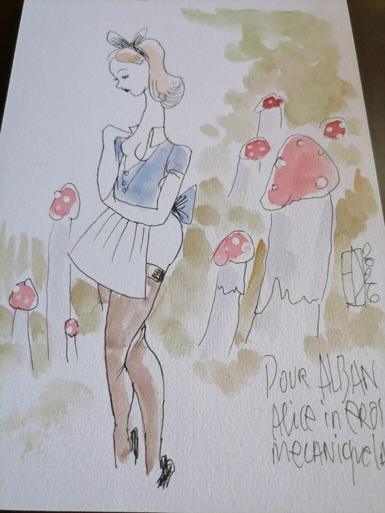 Dessin érotique original de Hector Domiane accompagnant sa revue Eros mécanique