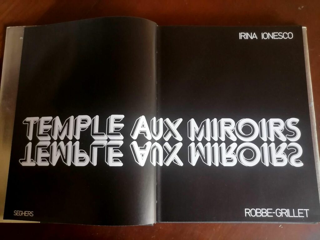 Page de titre du livre de photos érotiques Temple aux miroirs, de Irina Ionesco et Alain Robbe-Grillet, éditions Seghers