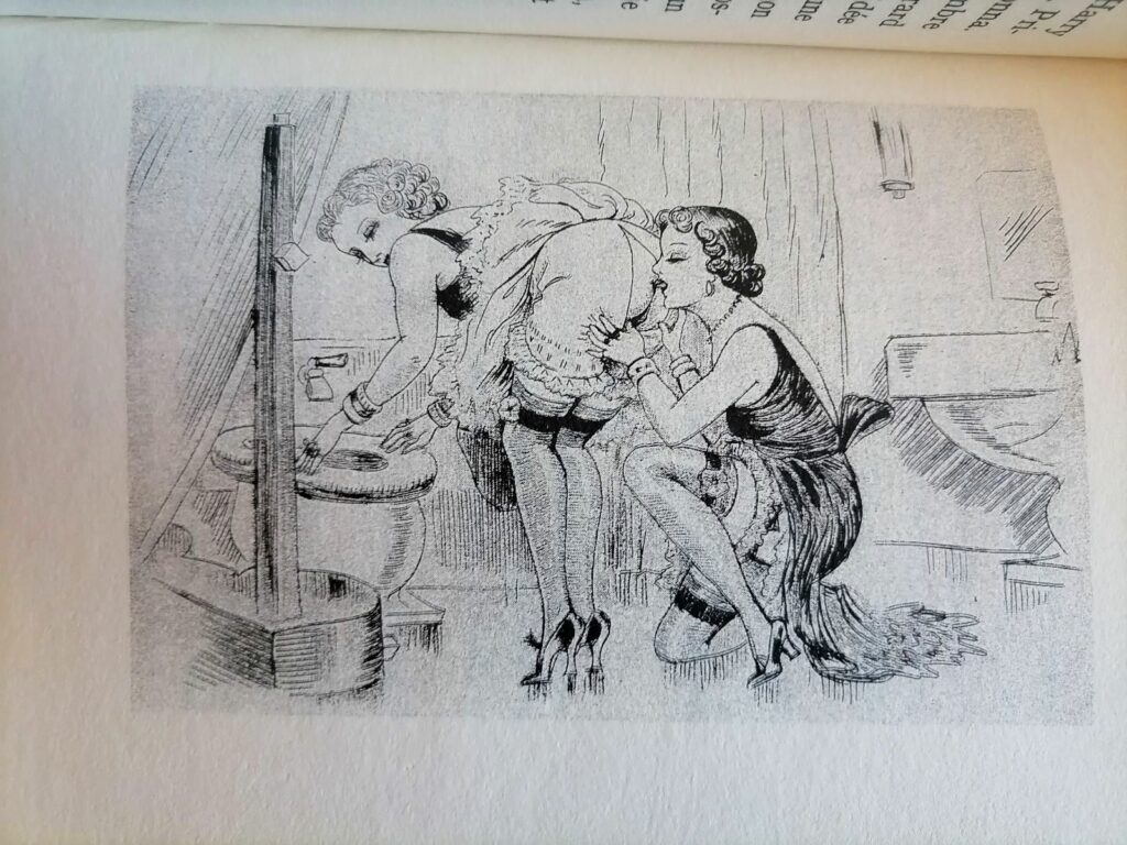 Illustration érotique lesbienne de T. Mertens pour le roman Cydalise ou le Péché dans le miroir, éditions Ramsey Libertine