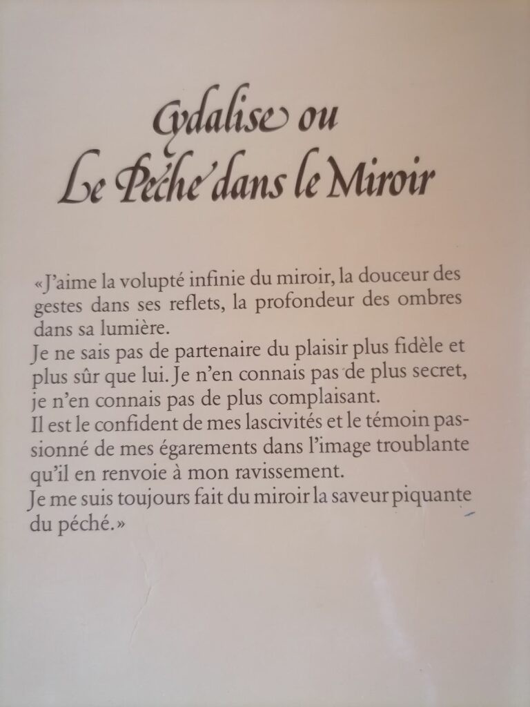 Quatrième de couverture du roman érotique Cydalise ou le Péché dans le miroir, éditions Ramsey Libertine