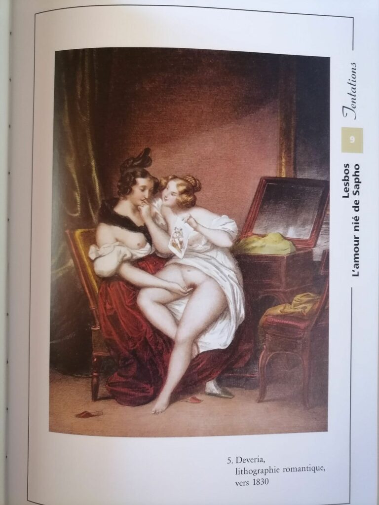 Illustration érotique saphique par Deveria dans le livre Lesbos de Hans-Jurgen Dopp