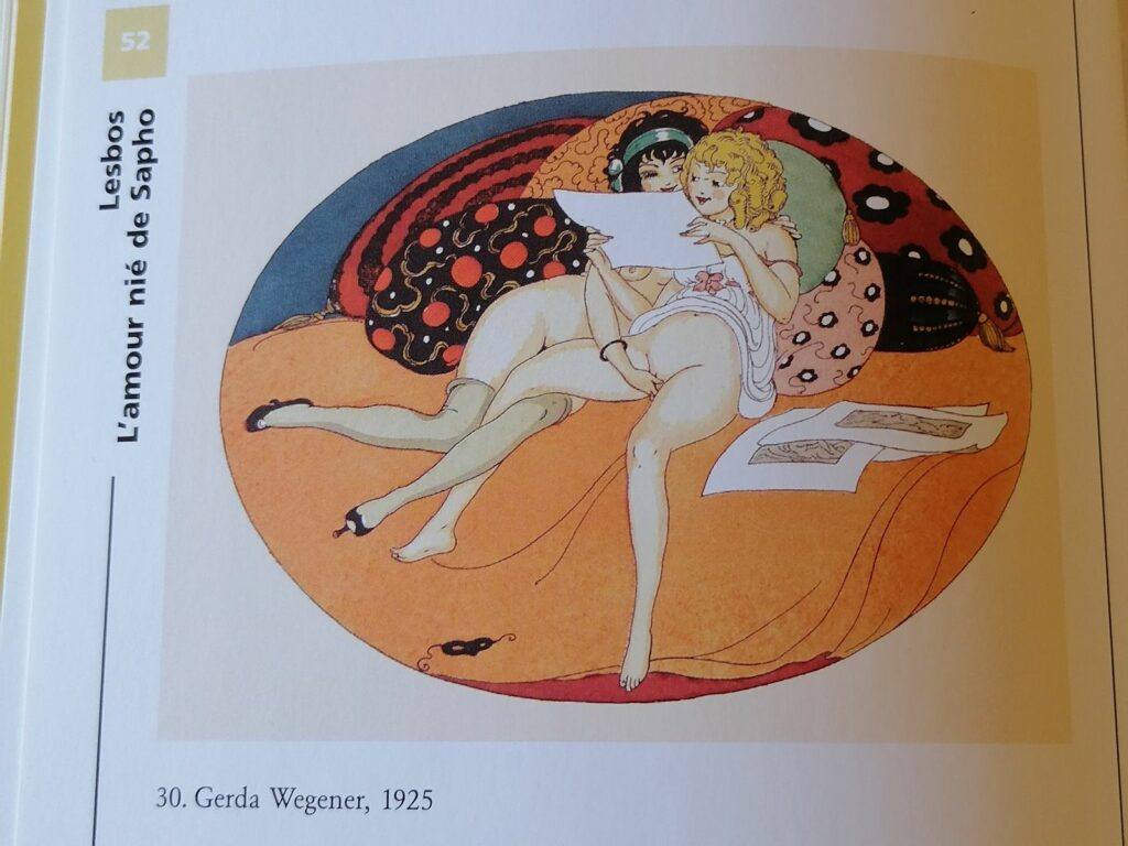 Dessin érotique de deux femmes se caressant par Gerda Wegener dans le livre Lesbos de Hans-Jurgen Dopp