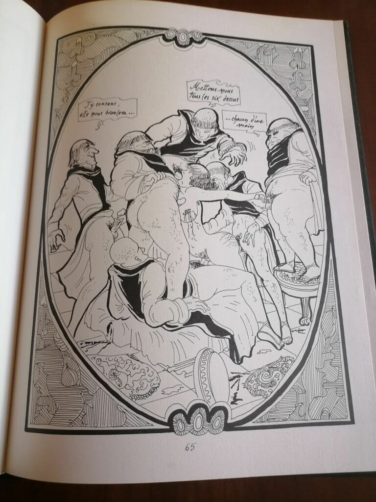 Planche de la BD érotique La Nouvelle Justine de Sade adaptée par Garnon aux éditions Borderie