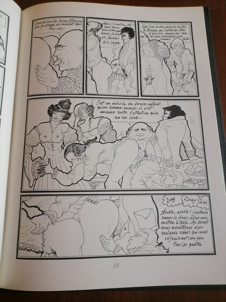 Planche de la BD érotique La Nouvelle Justine de Sade adaptée par Garnon aux éditions Borderie