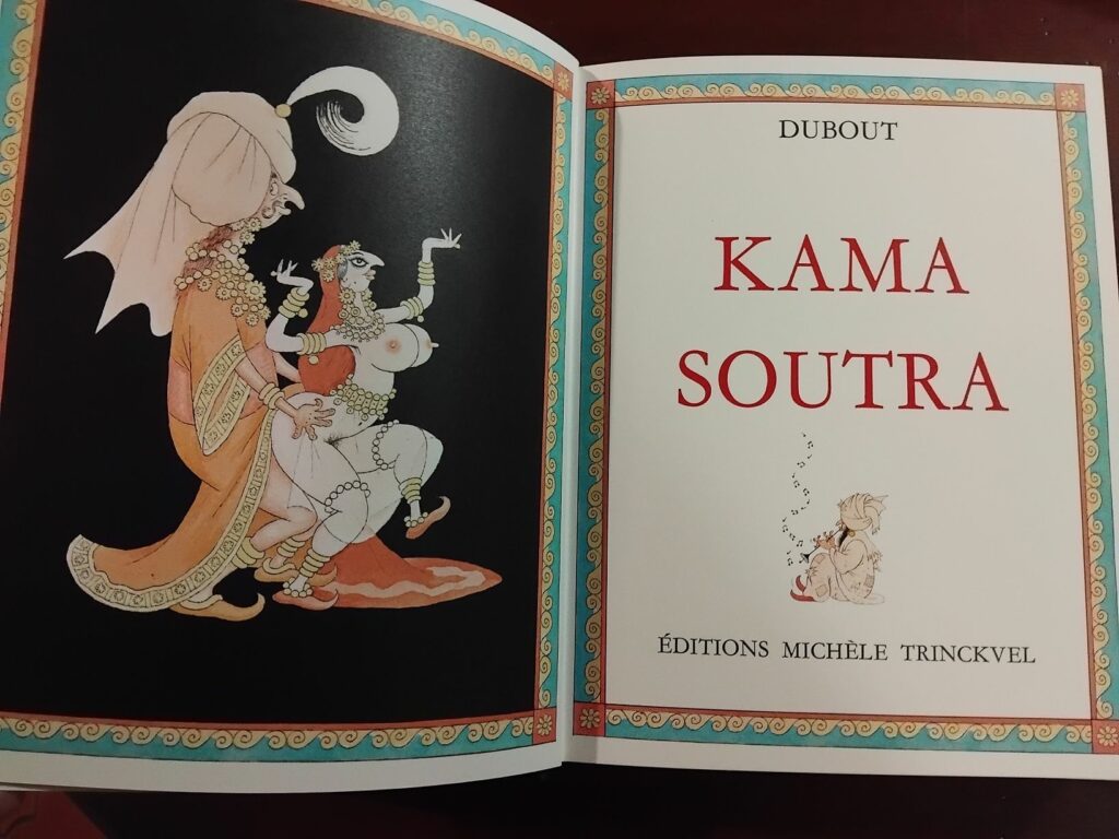 Page de titre du livre érotique le Kama Soutra illustré par Albert Dubout aux éditions Michèle Trinckvel, 1973