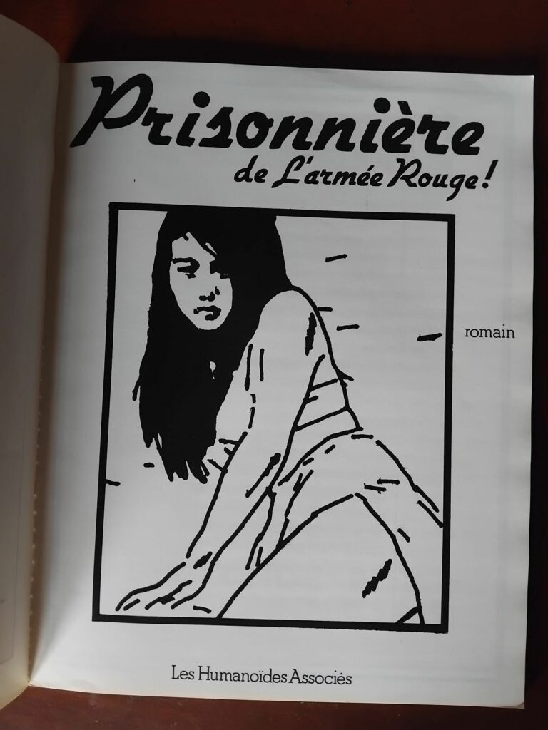 Page de titre de l'édition originale du livre érotique de bondage Prisonnière de l'Armée rouge par Romain Slocombe aux éditions LF/ Humanoïdes associés